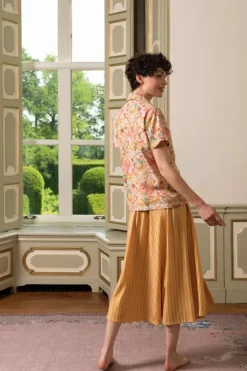 Bluse Kurze Armeln Kyoto Festival Gelb
