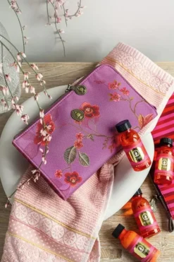 Flaches Necessaire Reisverschluss Kawai Flower Fuchsia