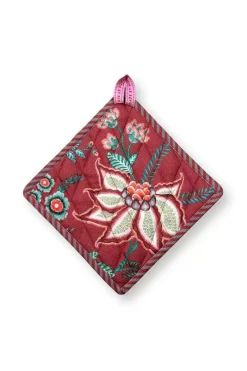 Flower Festival Topflappen Quadratisch Dunkelrosa