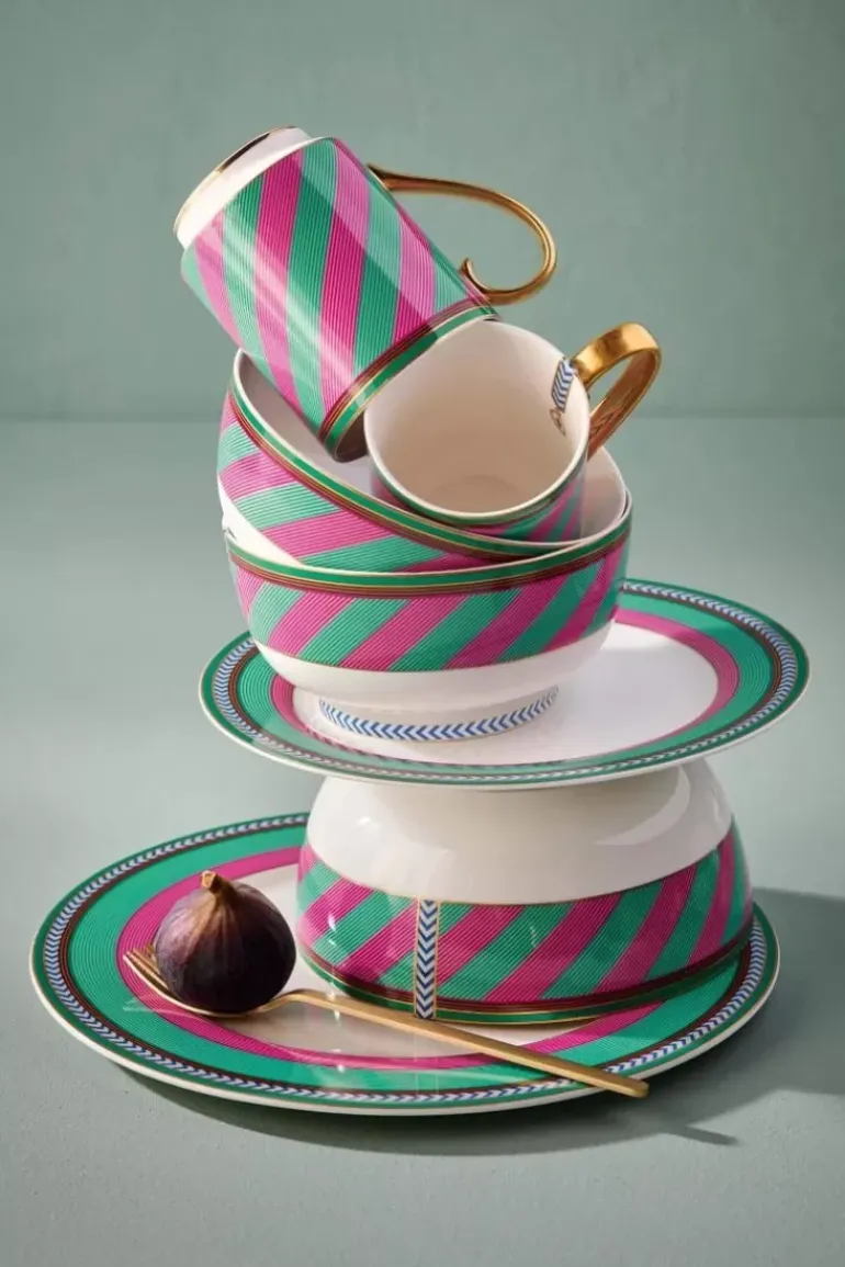 Pip Chique Stripes Essteller Rosa/Grun 28Cm
