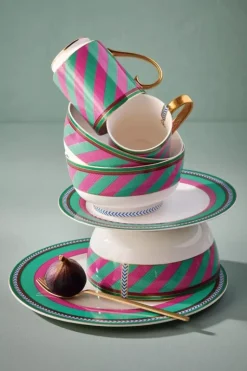 Pip Chique Stripes Frühstücksteller Rosa/Grun 23Cm