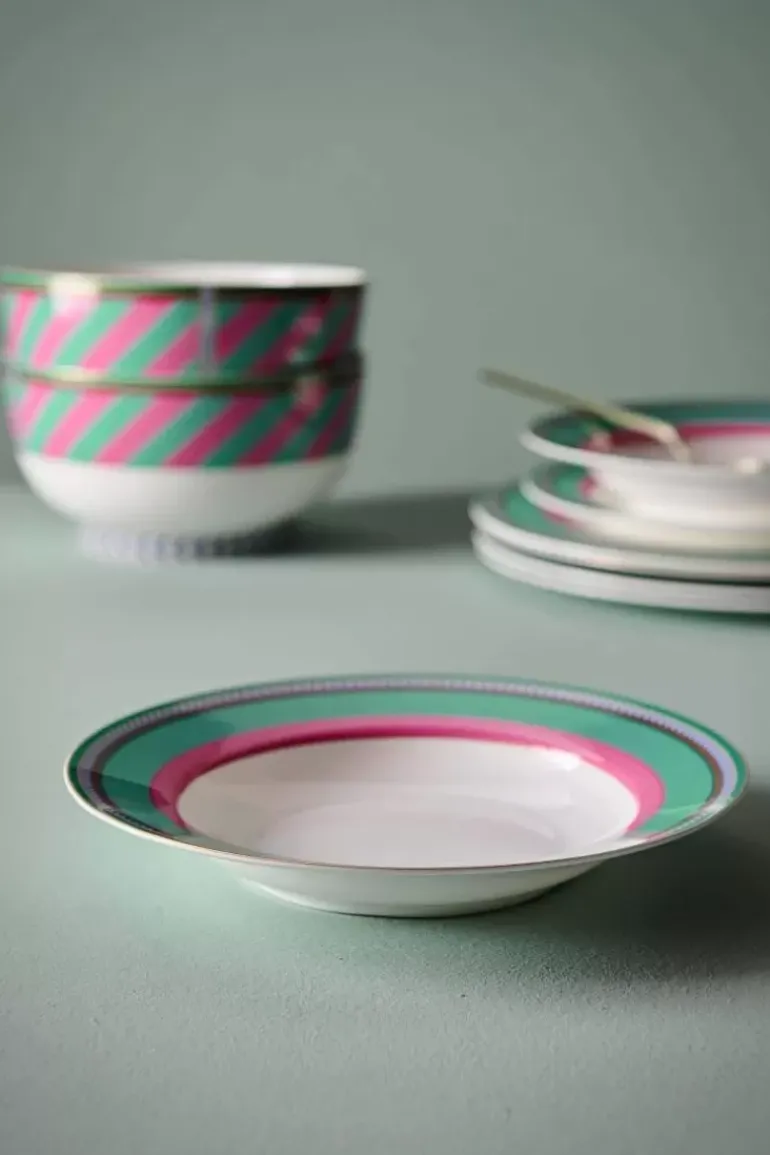 Pip Chique Stripes Tiefer Teller Rosa/Grun 23.5Cm